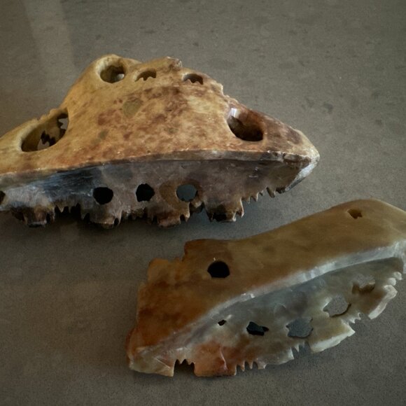 Antique Chinese Shoushan Soapstone Carvings Ink Pot Monkey Bird Sculpture - Picture 8 of 9